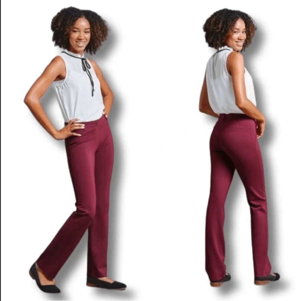 New Betabrand Deep Garnet Straight Jeanie Dress Pant Yoga Pants Small Long Tall